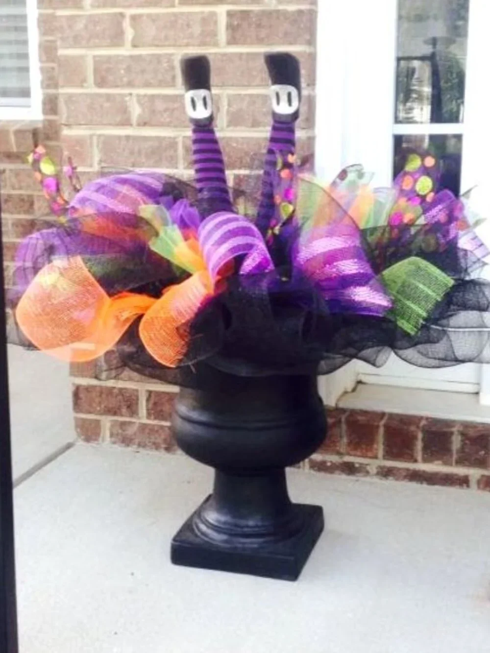 Halloween Feather Deco Mesh Wreath Black Orange Glitter Ribbon Large Big